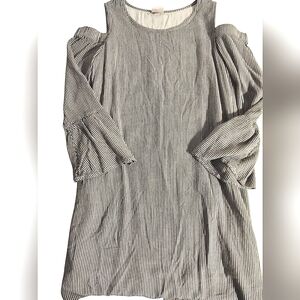 Merona Cold Shoulder Bell Sleeve Striped High Low Dress Size S